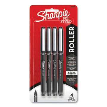 Sharpie® Roller Professional Design Roller Ball Pen, Stick, Fine 0.5 Mm, Black Ink, Black Barrel, 4-pack freeshipping - TVN Wholesale
